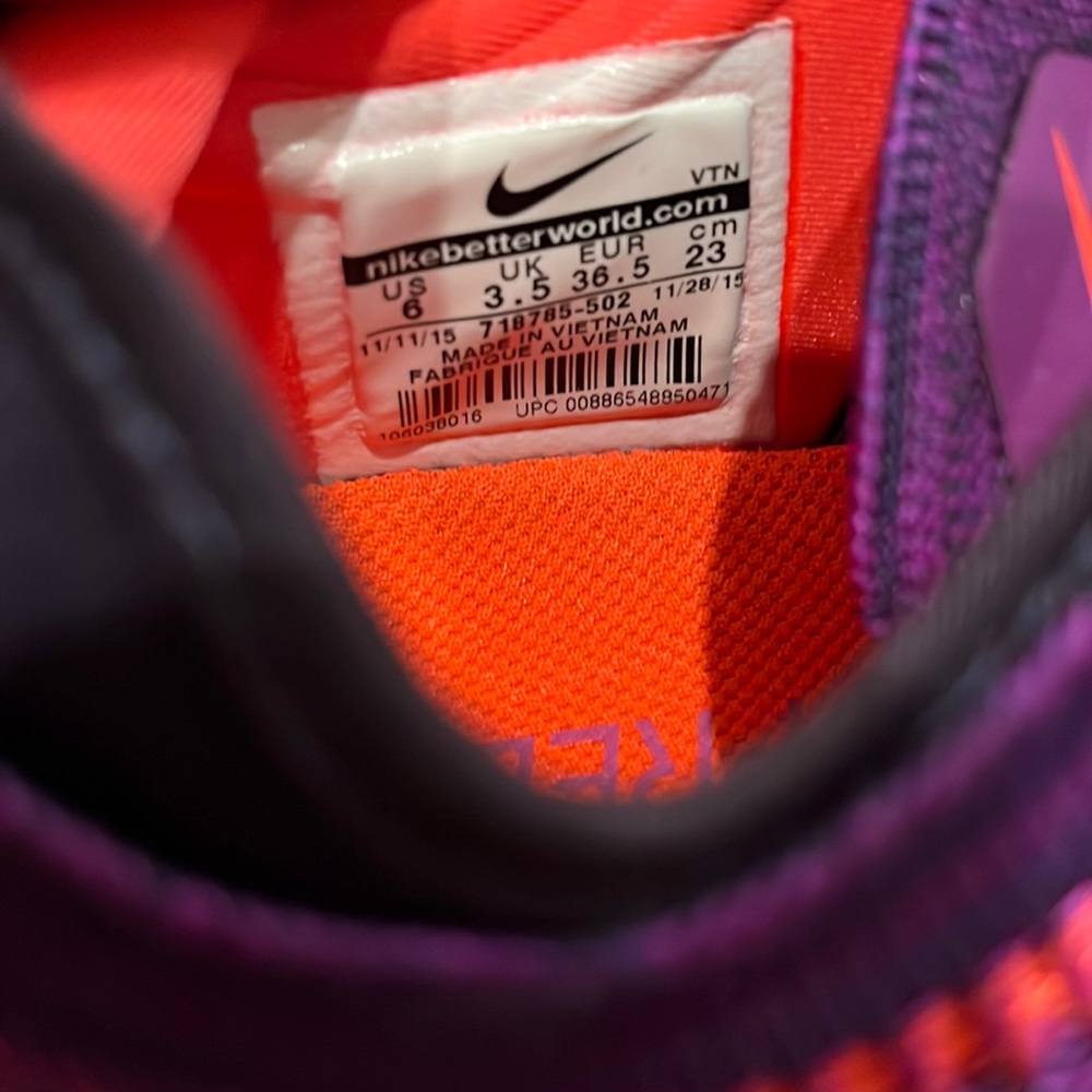 GUC purple & orange Nike free 5.0 sz 6 - Picture 6 of 7